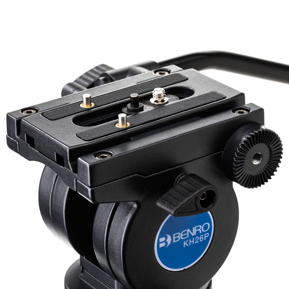 KH26P Video Tripod with Head, 11lb Payload, Continuous Pan Drag, Anti-Rotation Camera Plate (KH26P)