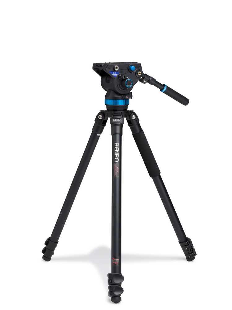 A673TM Dual Stage AL Video Tripod & S8 Head - Half Ball Adapter, 3 