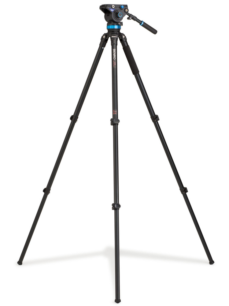 A373F Series 3 AL Video Tripod & S8 Head - 75mm Half Ball Adapter, 3 Leg Sections, Flip Lock Leg Release