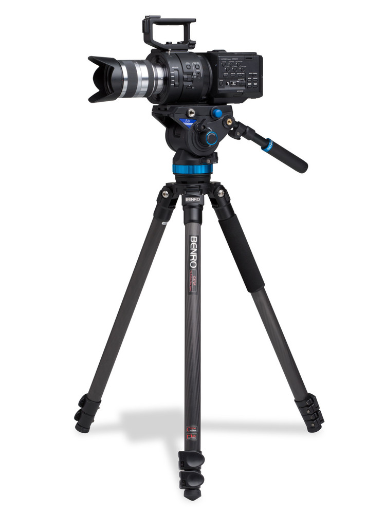 C373F Series 3 CF Video Tripod & S8 Head - 75mm Half Ball Adapter, 3 Leg Sections, Flip Lock Leg Release