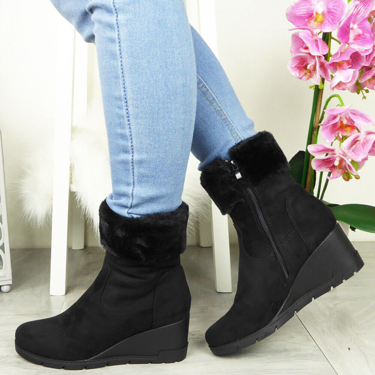 Wedge deals womens boots