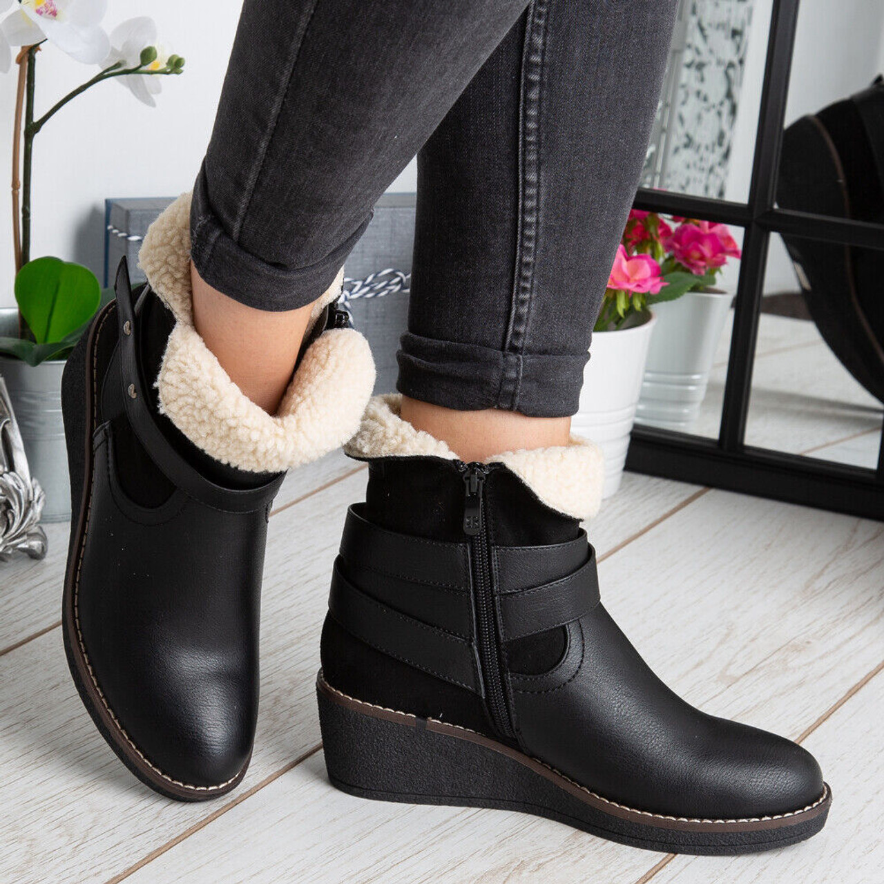 Wedge heel ankle on sale boots