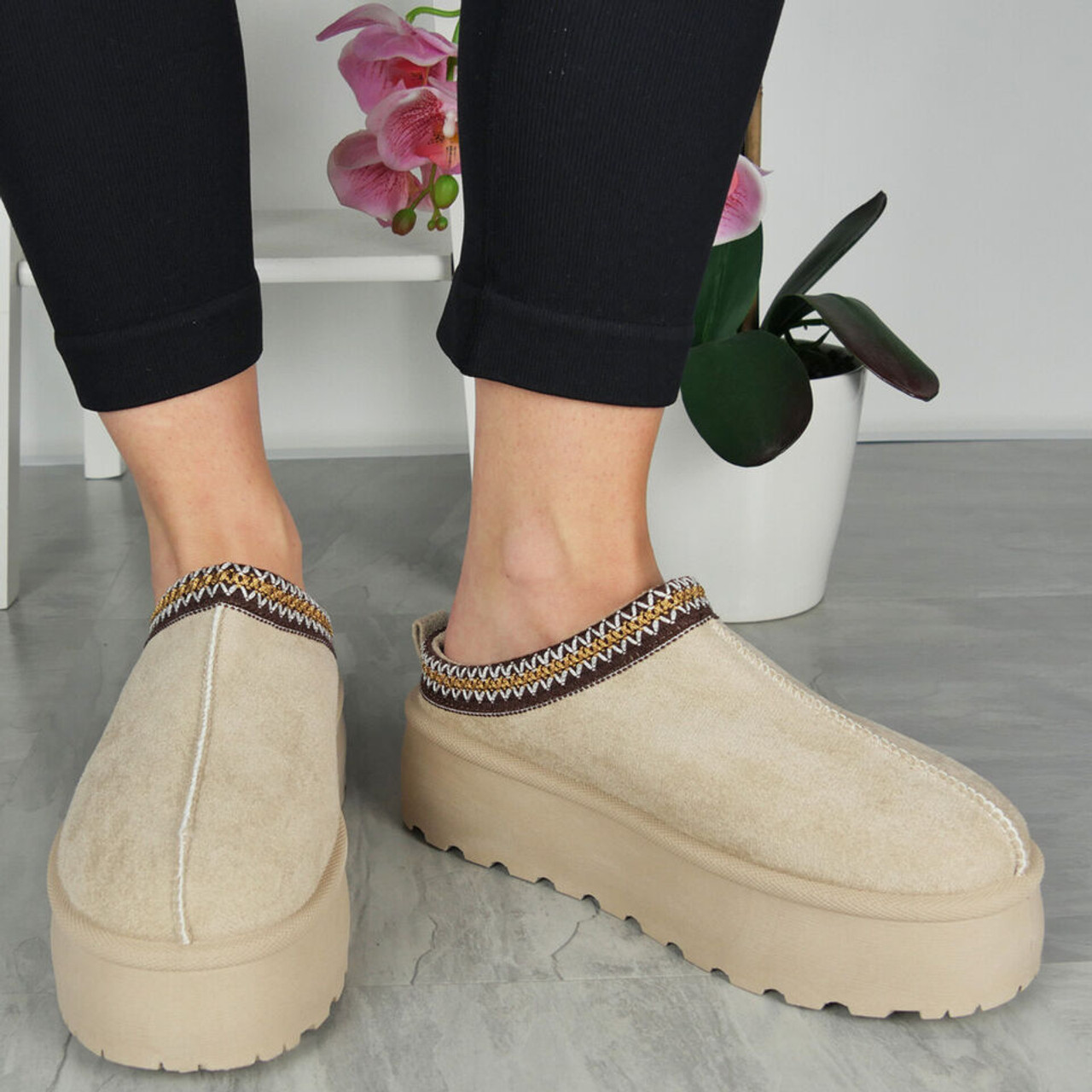 Suede platform hot sale slip on