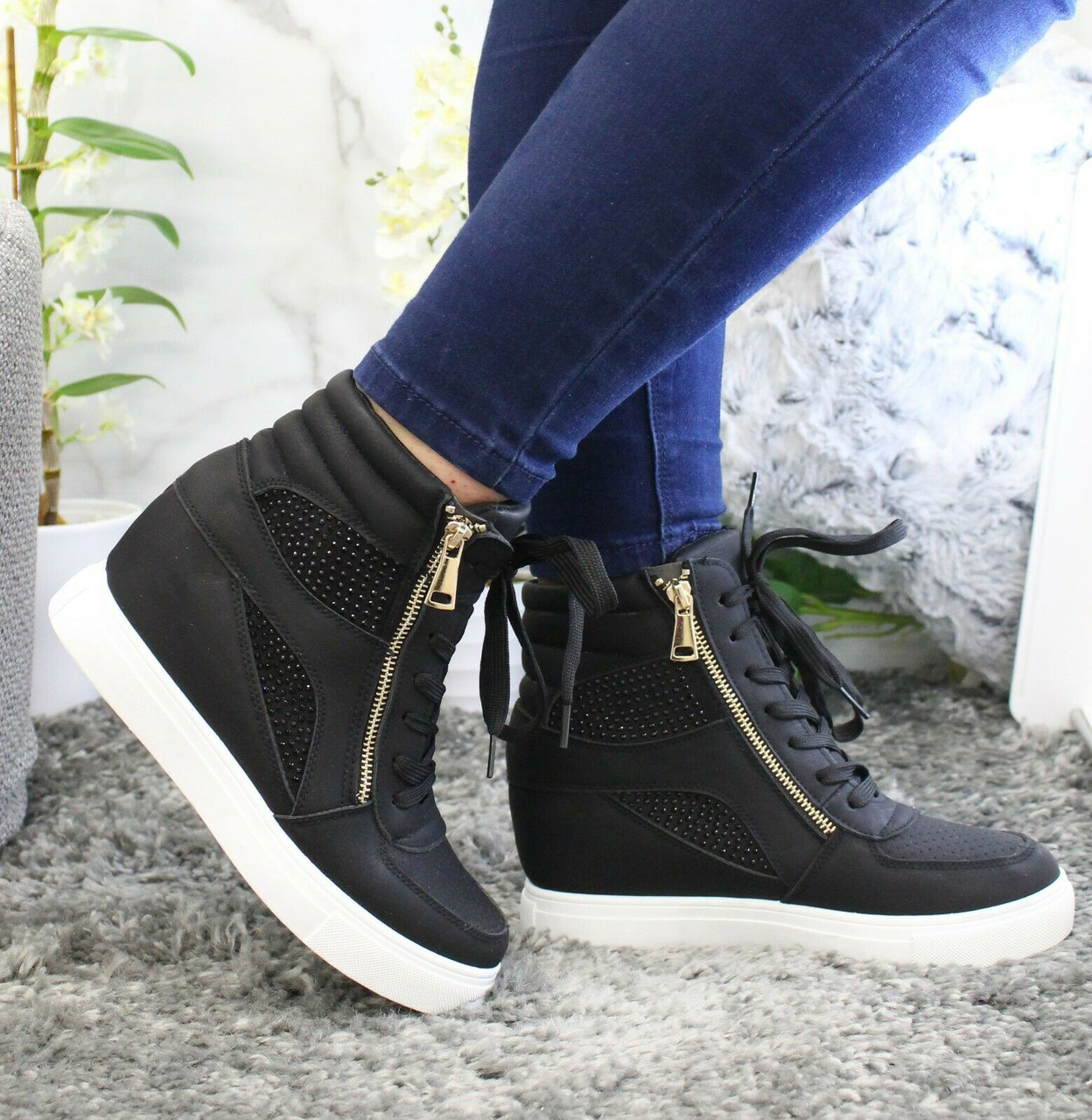 Heeled sales wedge trainers