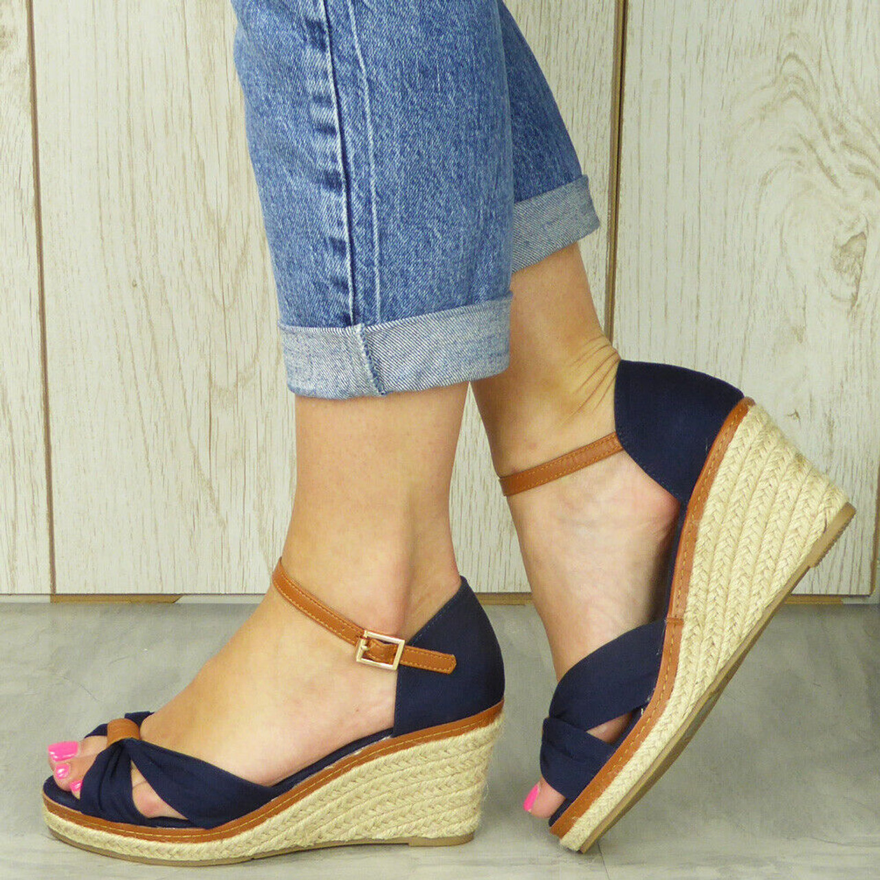 Womens blue store wedge shoes