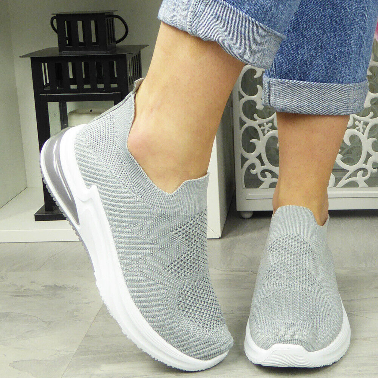NATASCHA Grey Sock Plimsole Shoes