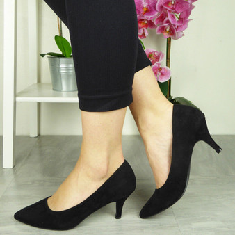 IVAH Black SU Court Stiletto Heel Office Shoes  