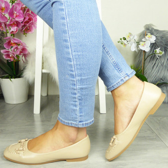 ZORA Beige Loafers Cushion Flat Shoes