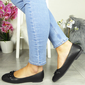 ZORA Black Loafers Cushion Flat Shoes