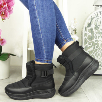 BENZONA Black  Ankle Warm Snow Boots 
