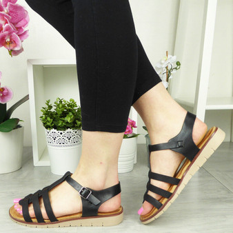 MILLIE Black Casual Buckle Cushioned Soft Summer Shoes 