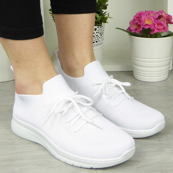 STELLA White Slip On Jogging Gym Trainers