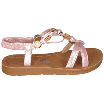 SCARLAT Pink Open Toes Elastic Comfy Sandals 