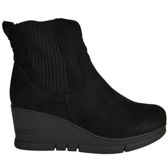 ALIZA Black Ankle Wedge Lined Zip Boots 