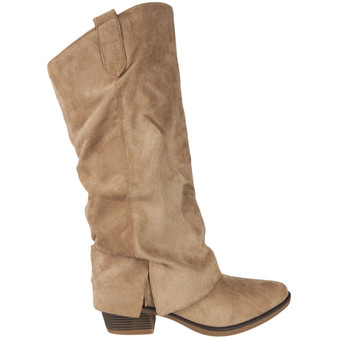 AISHA Khaki Cowboy Western Zip Heel Boots 