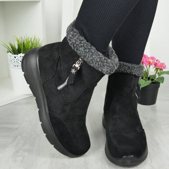 ERIN Black Snow Fleece Warm Boots 