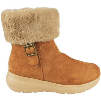 LARA Camel Snow Faux Fur Warm Boots 