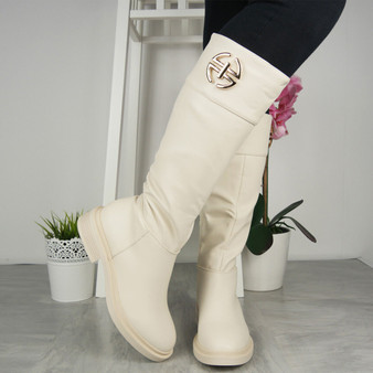 CATALINA Beige Bike Rider Winter Causal Boots 