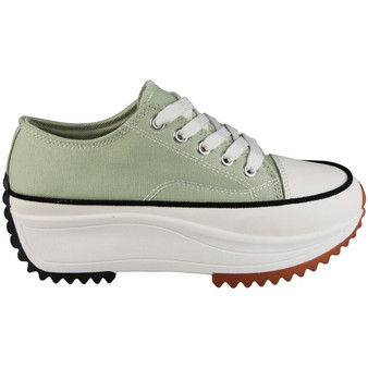 VIOLA Green Canvas Platform Lace Up Sneakers Shoes