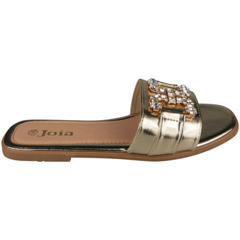 AIDA Golden Mules Sliders Summer Slip On Sandals 