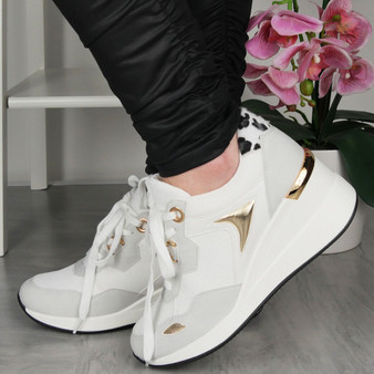 CICELY White Classic Lace Up Pumps Sneakers