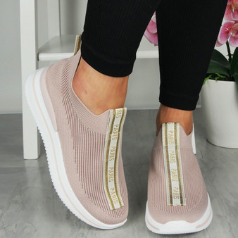 ANWEN Pink Slip On Comfy Wedge Sock Sneakers