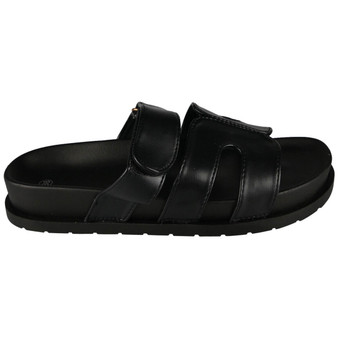 LIONA Black Mules Slip On Summer Beach Grip Sandals 