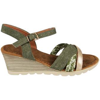 AGNELLA Green Ankle Strap Buckle Comfy Summer Sandals