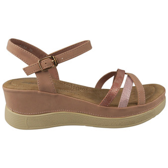 CLARISSE Pink Light Weight Cushioned Wedge Sandals