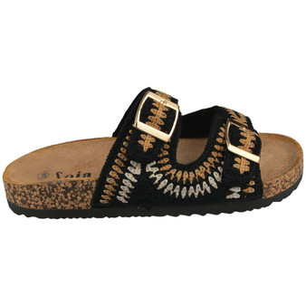 MASSIMA Black Grip Lounge Comfy Summer Sandals