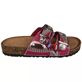 CAILIN Pink Bling Lounge Comfy Mules Grip Sandals