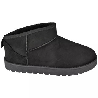 FRAUKE Black Suede Faux Fur Slip On hug Boots