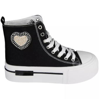 FATIMA Black Trainers Lace Up Classic Pumps Comfy Sneakers
