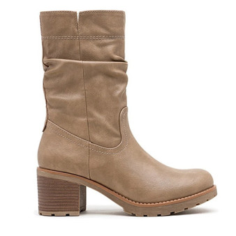 BAILEY Khaki Mid Calf Cuban Mid Heel Comfort Boots