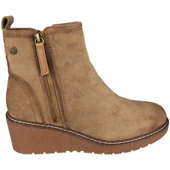 BATHILDA Khaki New Faux Suede Grip Ankle Wedge Boots