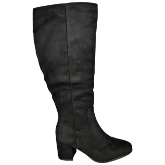TIFFANY Black Suede Mid Calf Zip Comfort Wide Foot Lined Boots 