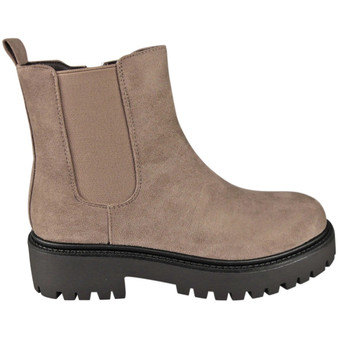 ADALYNN Taupe Faux Suede Comfy Lined Ankle Chelsea Boots