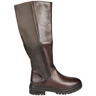 GODIVA Brown Knee High Zip Comfy Stretchy Biker Rider Boots