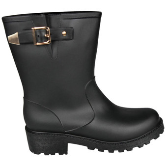 KAMIYYAH Black Snow Rain Wellies Comfy Waterproof Walking Dog Boots