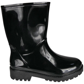 KIERA Black Mid Calf Snow Rain Wellies Waterproof Walking Boots