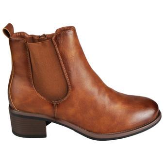 HONORA Camel Ankle Zip Comfy Grip Warm Lined Boots
