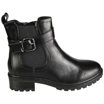 MABEL Black Ankle Zip Warm Lined Comfy Grip Winter Casual Boots