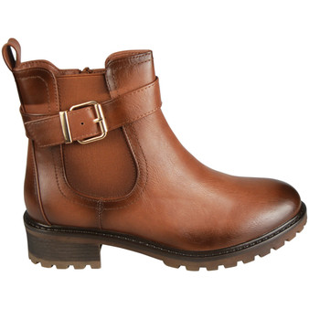 MABEL Camel Ankle Zip Warm Lined Comfy Grip Winter Casual Boots