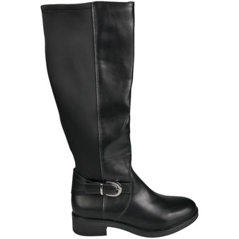EVANGELINE Black Lyrca Lined Zip Stretch Comfy Winter Boots