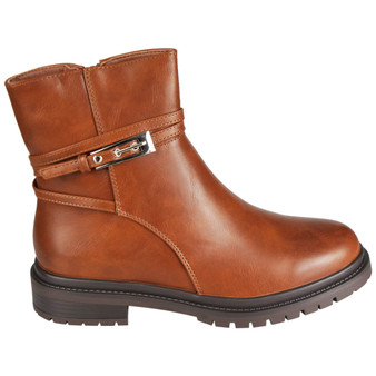 HAVEN Camel Faux Leather Zip Casual Comfy Winter Boots