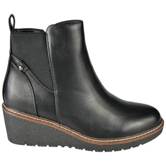 KARTER Black Faux Leather Zip Lined Ankle Winter Boots