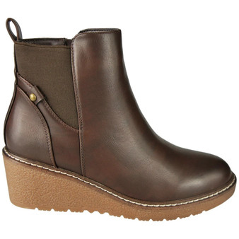 KARTER Brown Faux Leather Zip Lined Ankle Winter Boots