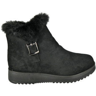 MADISON Black Snow Warm Fleece Lined Comfy Winter Buckle Boots