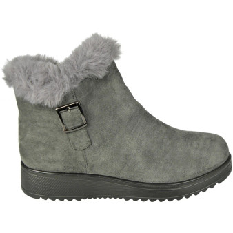 MADISON Grey Snow Warm Fleece Lined Comfy Winter Buckle Boots