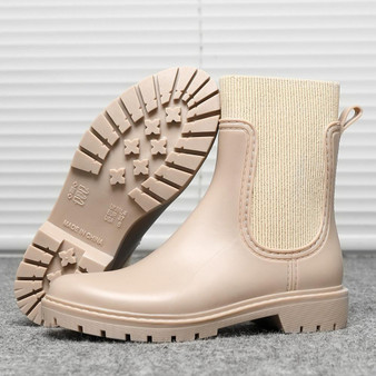 SANIRA New Beige Ankle Snow Rain Pull On Boots